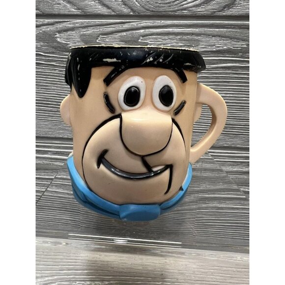 Fred Flintstone Vintage 1968 Vitamins Figure Head Plastic Cup Mug Set of 2 - Picture 2 of 10